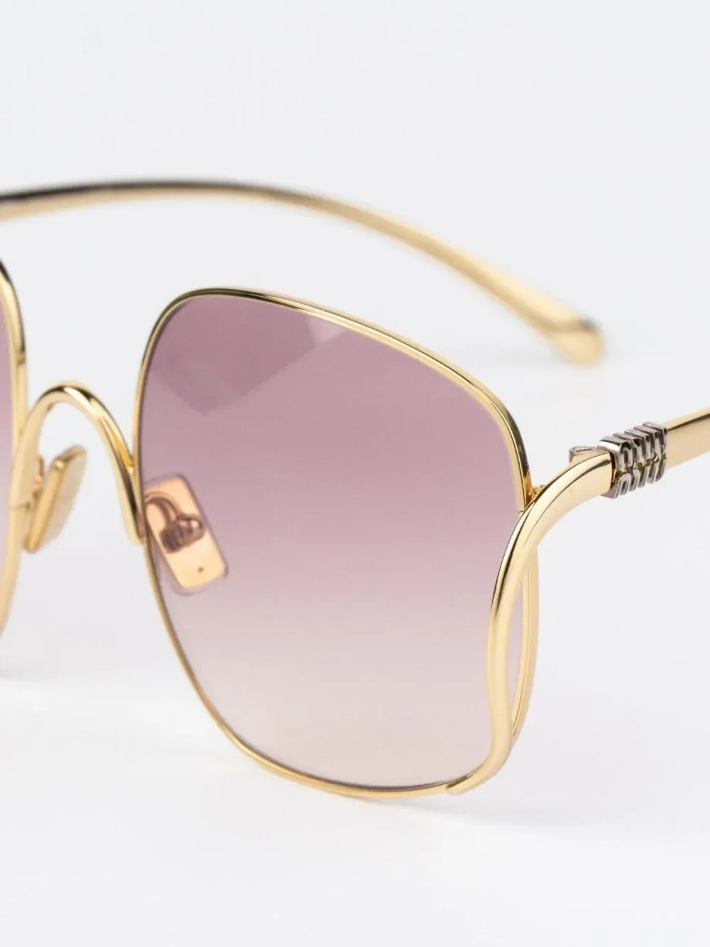 Miu Miu Women Sunglasses Gold Pink Gradient Square MUA57S 5AK40S NEW AUTHENTIC